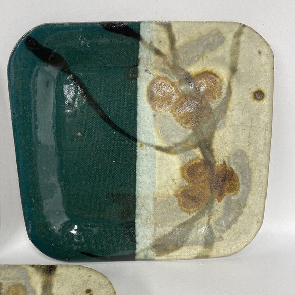 Studio Art Pottery Set Of 3 Glazed Earthy Boho Small Plates Signed Hutten - Picture 4 of 8